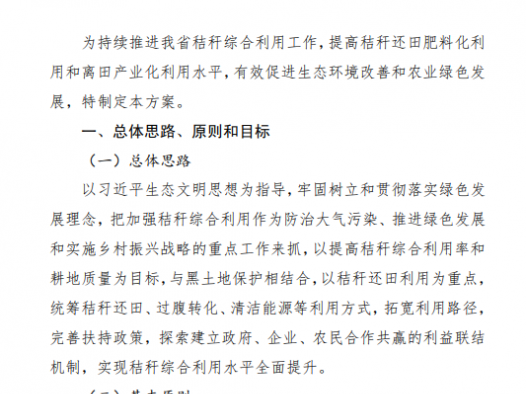 2021年黑龙江省秸杆综合利用 工作实施方案 (征求意见稿)（附下载）
